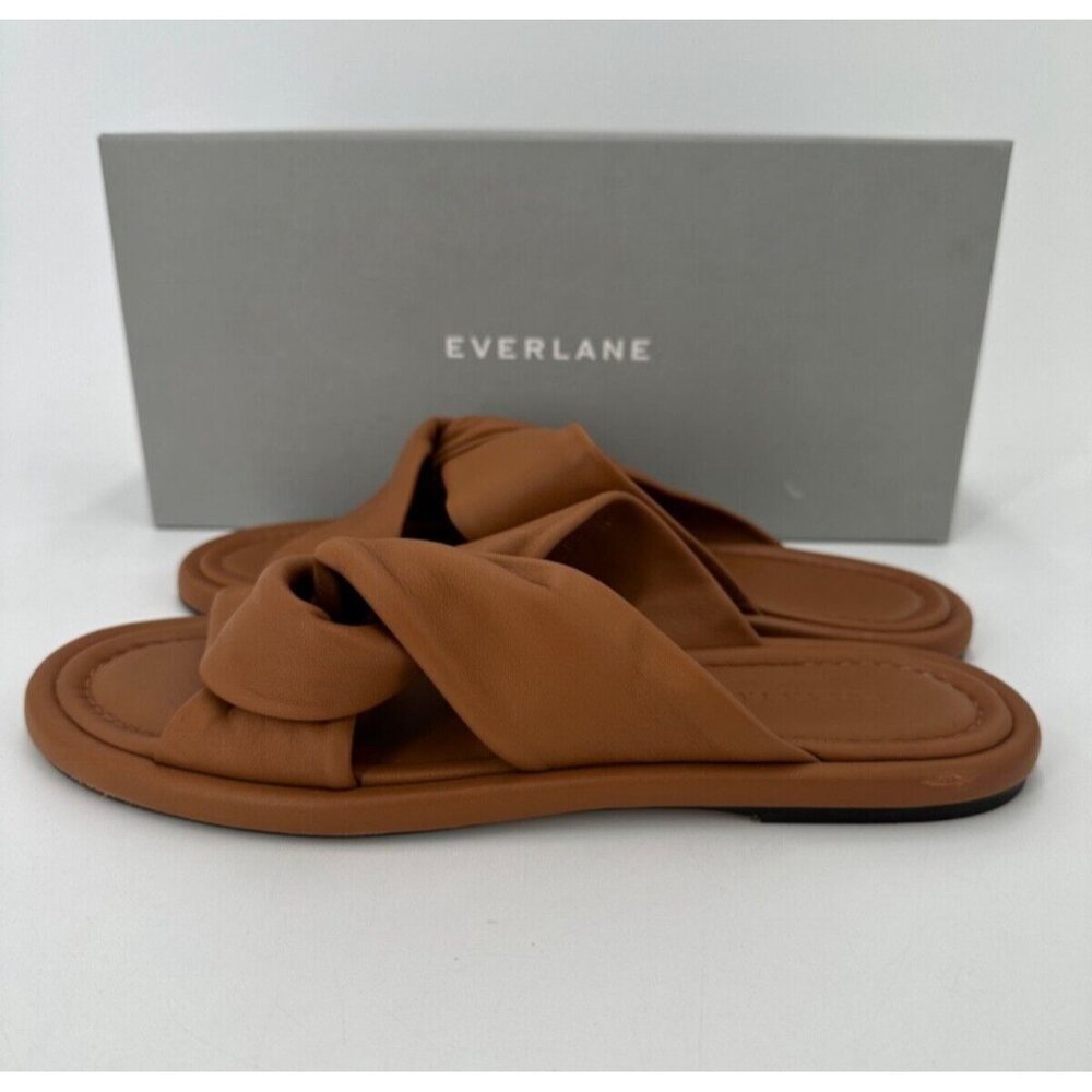 Everlane The Day Twist Sandals in Desert Tan/Brown size 7.5 Flat Slip-on Leather - Picture 4 of 8
